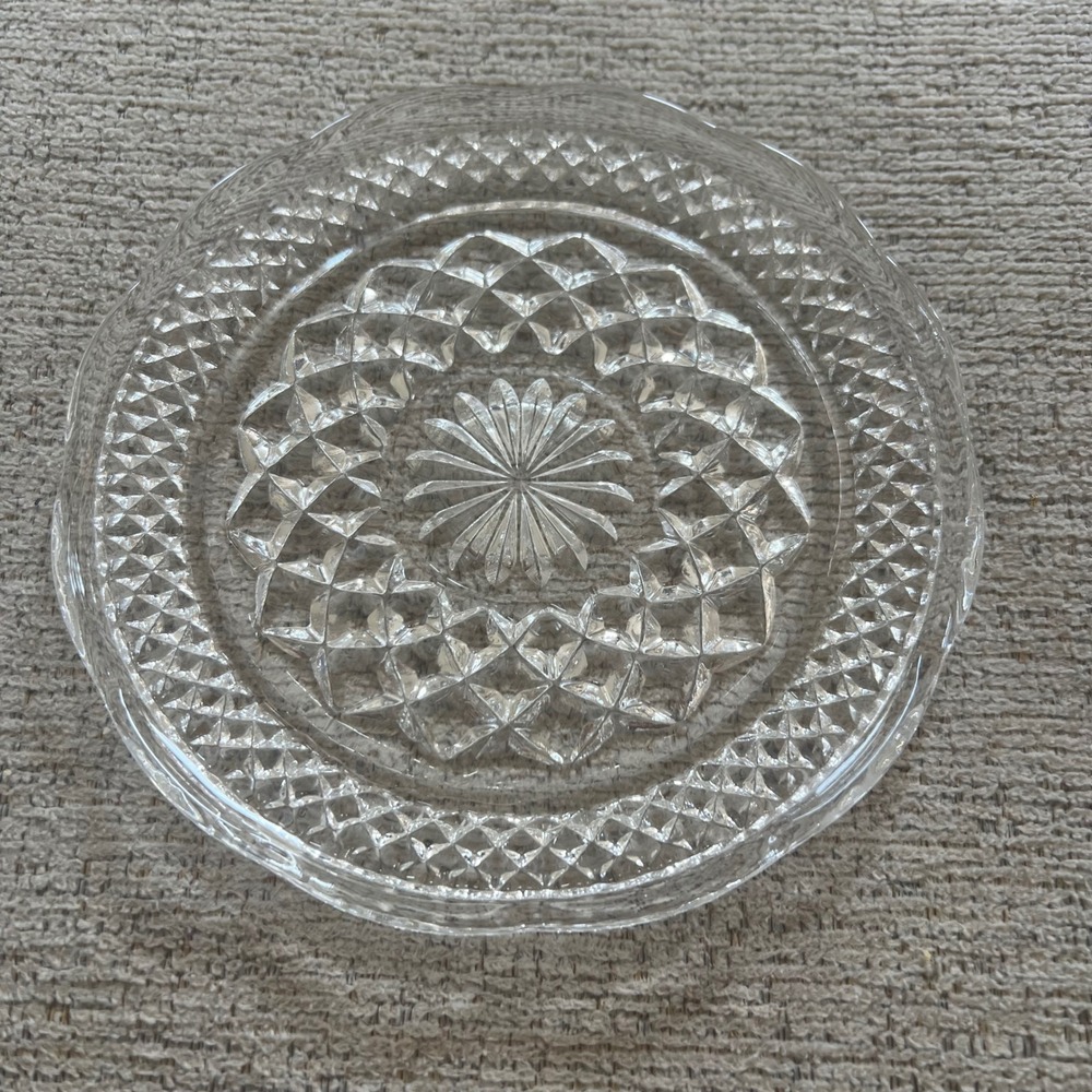 Vintage Anchor Hocking Wexford Glass Scalloped Diamond Point Small Plate 6"
